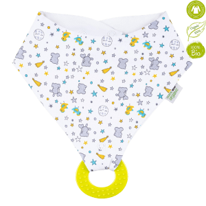 Бебешки Лигавник с Държач за Залъгалка или Гризалка от 100% Органичен Памук с Цветен Принт - Bio Baby