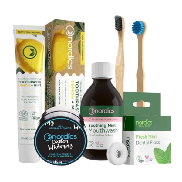 Whitening Set - Избелващ Комплект комбинира био сертифицирани натурални масла, екстракти и активни съставки, които подпомагат избелването на зъбите и се грижат за цялостното здраве на устната кухина oт biobabycare.bg