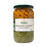 Био Зелен Грах И Бейби Моркови - Priméal предлага широка гама от консервирани храни за балансирана, разнообразна и вкусна храна през цялата година oт biobabycare.bg