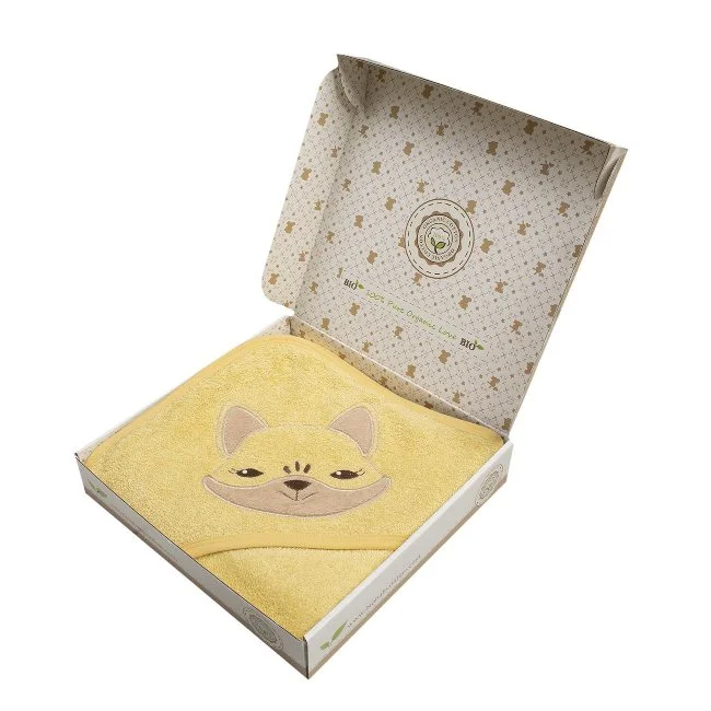 Начало 35 Бебешка Хавлийка С Лисиче - Нежна бебешка хавлия Bio Baby с апликация на лисиче, подходяща от първата баня на бебето до 48 месеца oт biobabycare.bg